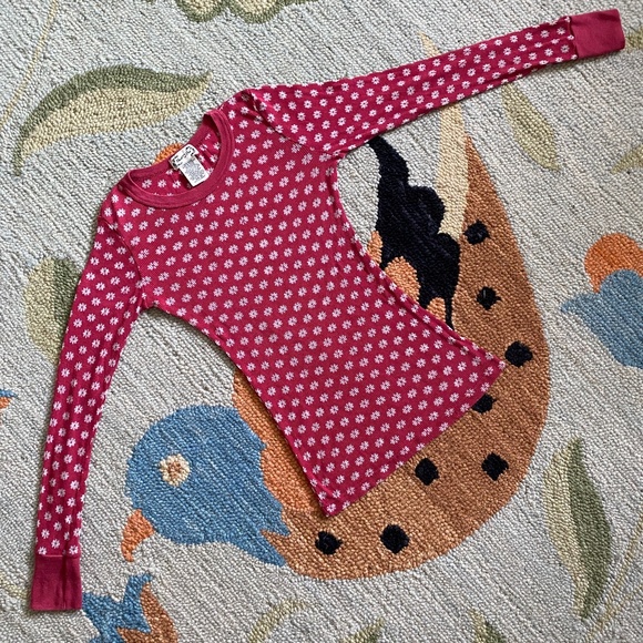 Next Era I 90s I Novelty Daisy Print Thin Rib Thermal-Like Top - Picture 7 of 13